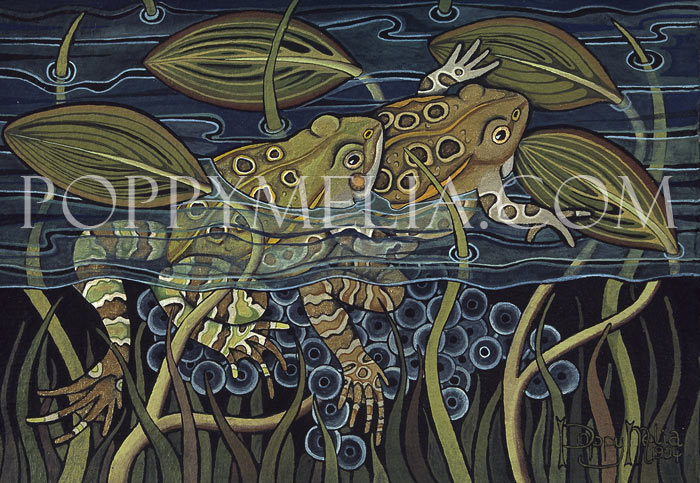 Frogs Mating II Painting by Poppy Melia